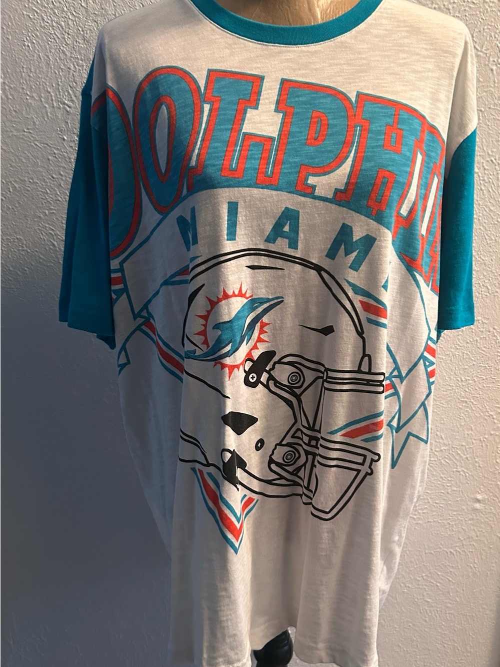 STARTER Miami Dolphins White & Teal Graphic Jersey Tee